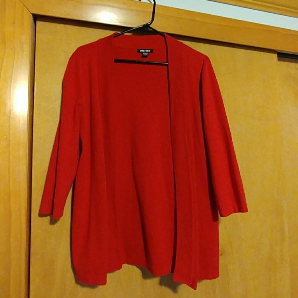 3/4 sleeve red cardigan